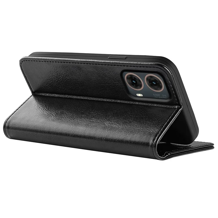 Para Motorola Moto G85 5G / S50 Neo 5G Funda de pie Textura Crazy Horse Billetera Funda de teléfono - Negro