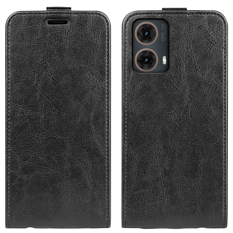 For Motorola Moto G85 5G / S50 Neo 5G Card Slots Case Vertical Flip Leather Phone Cover - Brown - Black