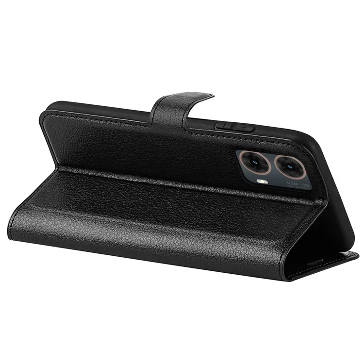 Para Motorola Moto G85 5G / S50 Neo 5G Wallet Phone Case Litchi Texture Leather Flip Cover - Preto