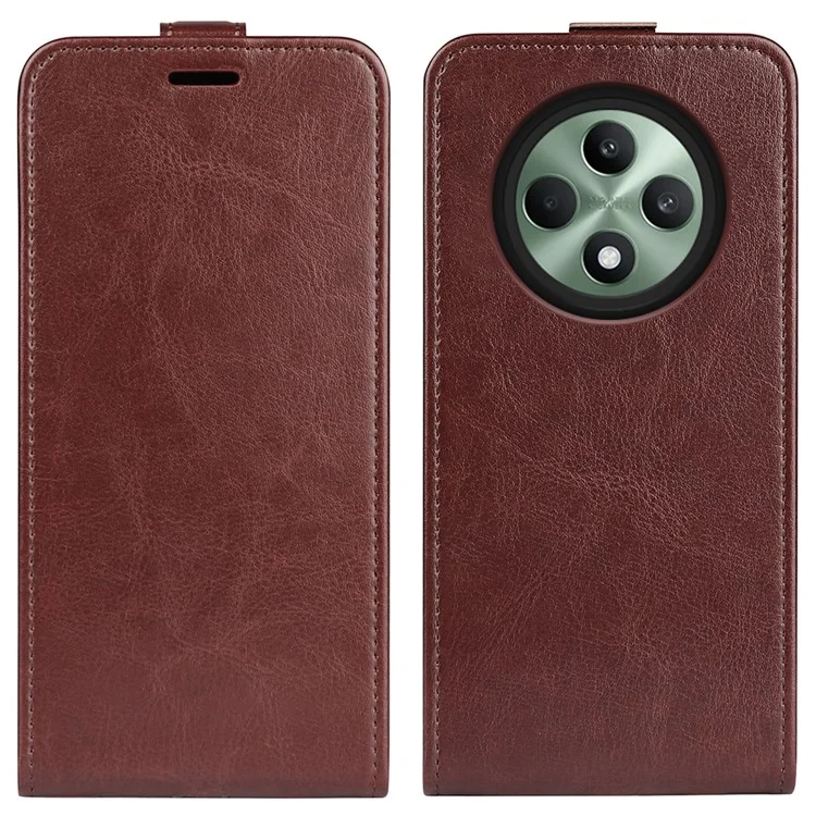 Para Oppo Reno12 F 5G Vertical Flip Leather Case Card Slots Phone Cover - Marrón
