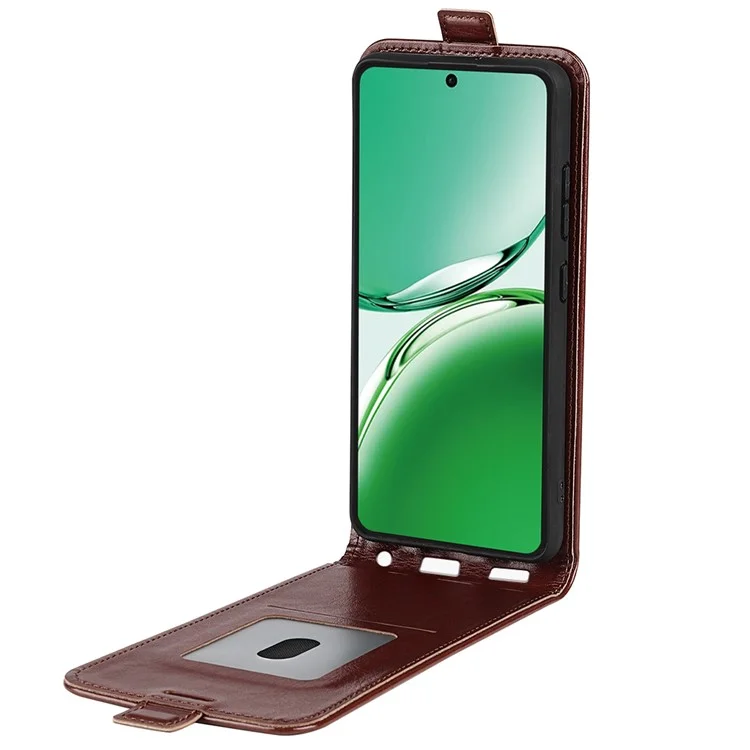 Para Oppo Reno12 F 5G Vertical Flip Leather Case Card Slots Phone Cover - Marrón