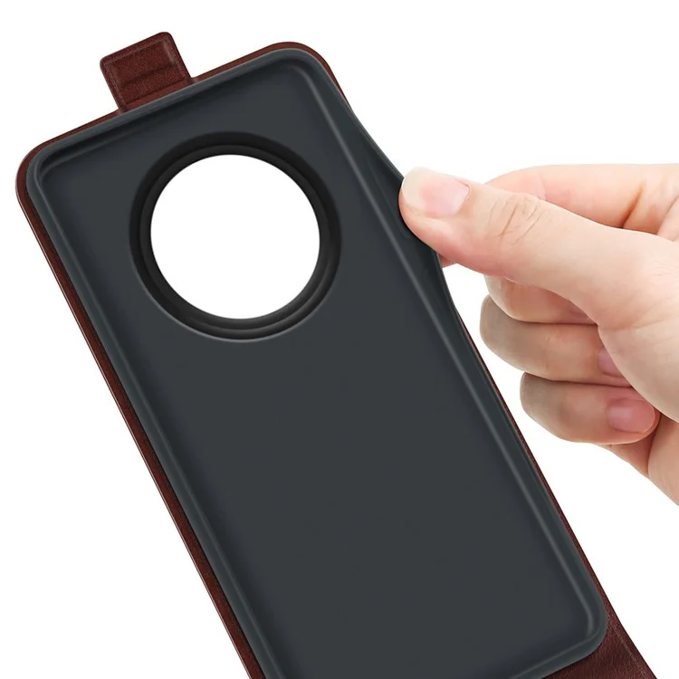 Para Oppo Reno12 F 5G Vertical Flip Leather Case Card Slots Phone Cover - Marrón