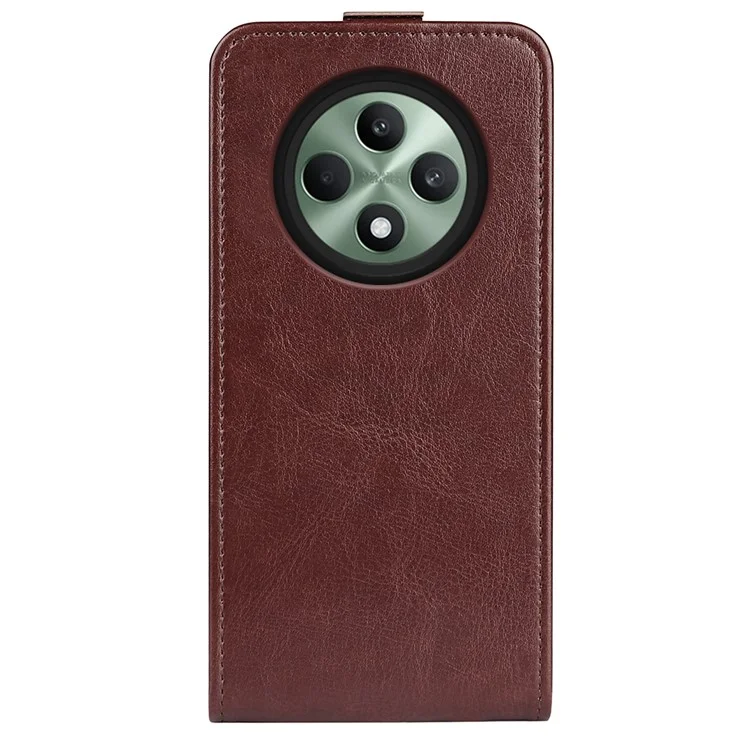 Para Oppo Reno12 F 5G Vertical Flip Leather Case Card Slots Phone Cover - Marrón
