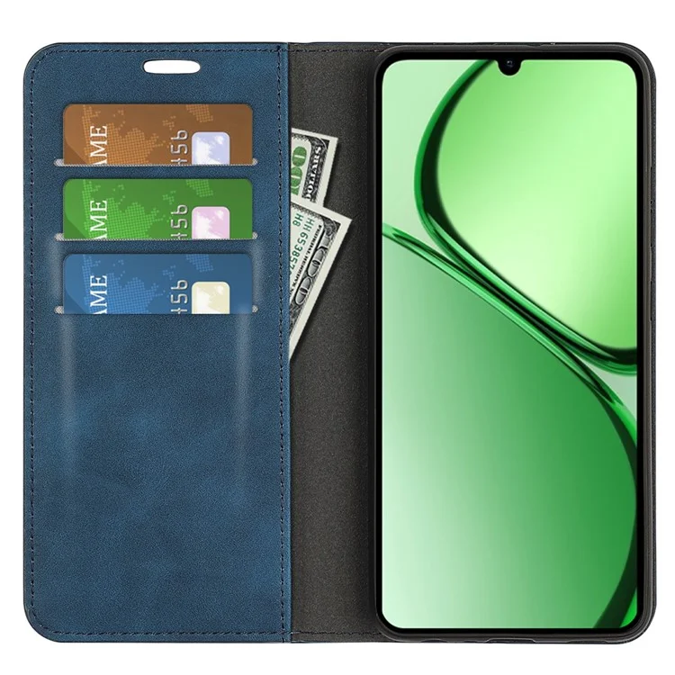 Für Realme C63 4G Protective Case Skin-Touch Leather Wallet Phone Cover - Blau