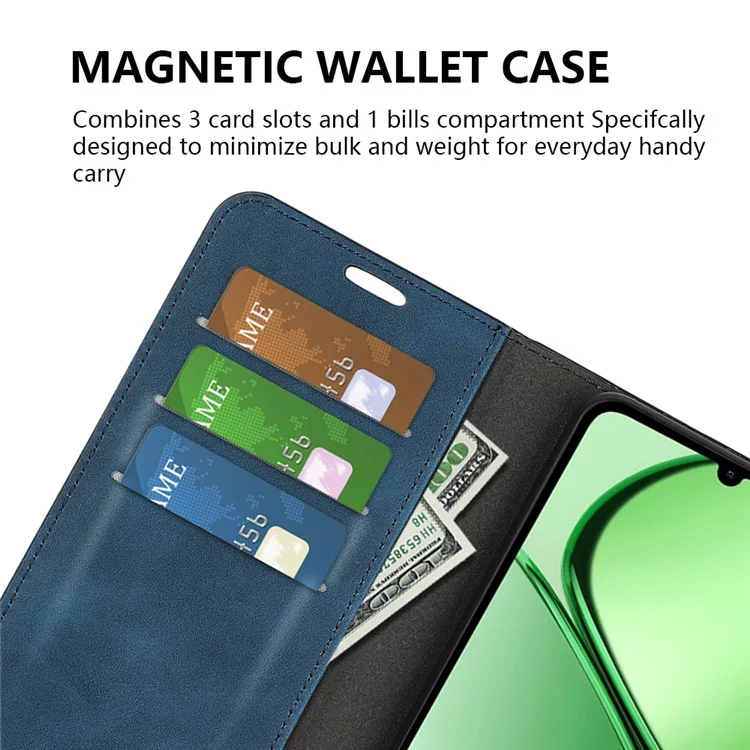 Für Realme C63 4G Protective Case Skin-Touch Leather Wallet Phone Cover - Blau