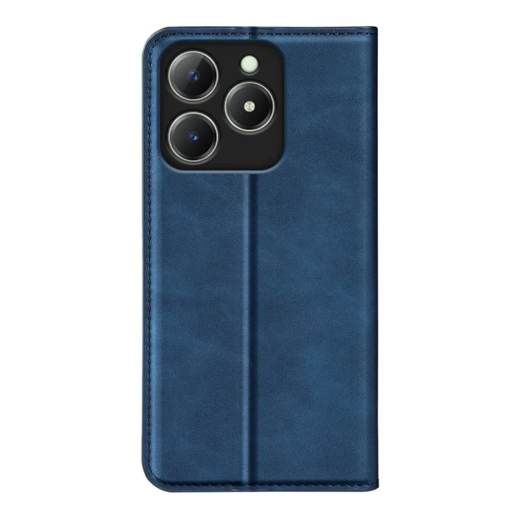 Für Realme C63 4G Protective Case Skin-Touch Leather Wallet Phone Cover - Blau