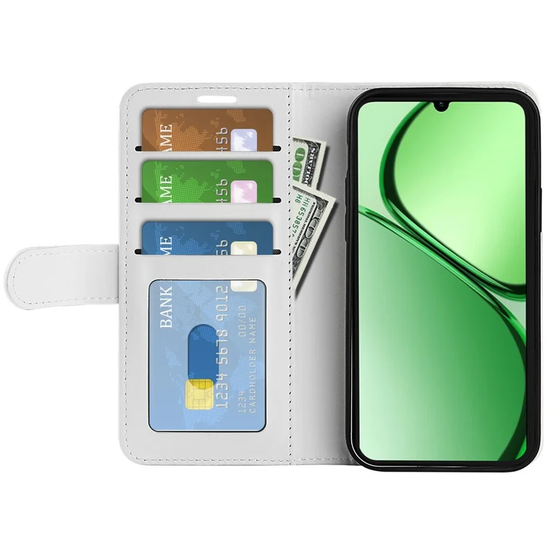 For Realme Note 60x 4G / C63 4G / C61 4G Wallet Case Crazy Horse Texture Leather Stand Phone Cover - White