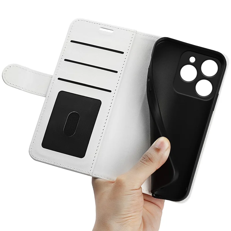 For Realme Note 60x 4G / C63 4G / C61 4G Wallet Case Crazy Horse Texture Leather Stand Phone Cover - White