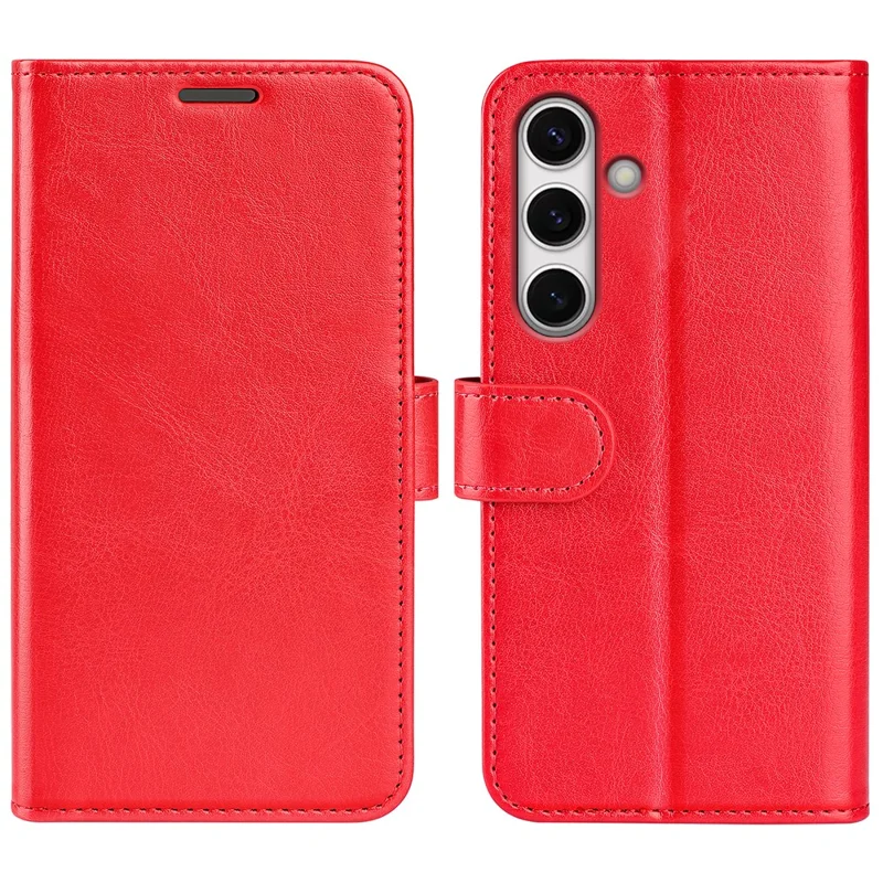 Для Samsung Galaxy S24 FE Case Crazy Horse Texture Leather Stand Phone Cover with Wallet - Red