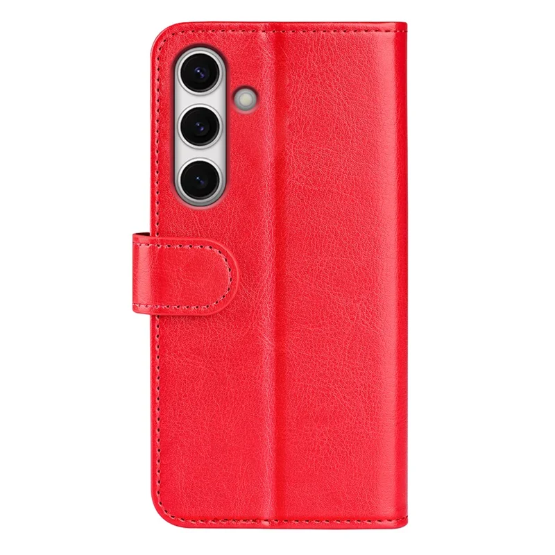 Для Samsung Galaxy S24 FE Case Crazy Horse Texture Leather Stand Phone Cover with Wallet - Red
