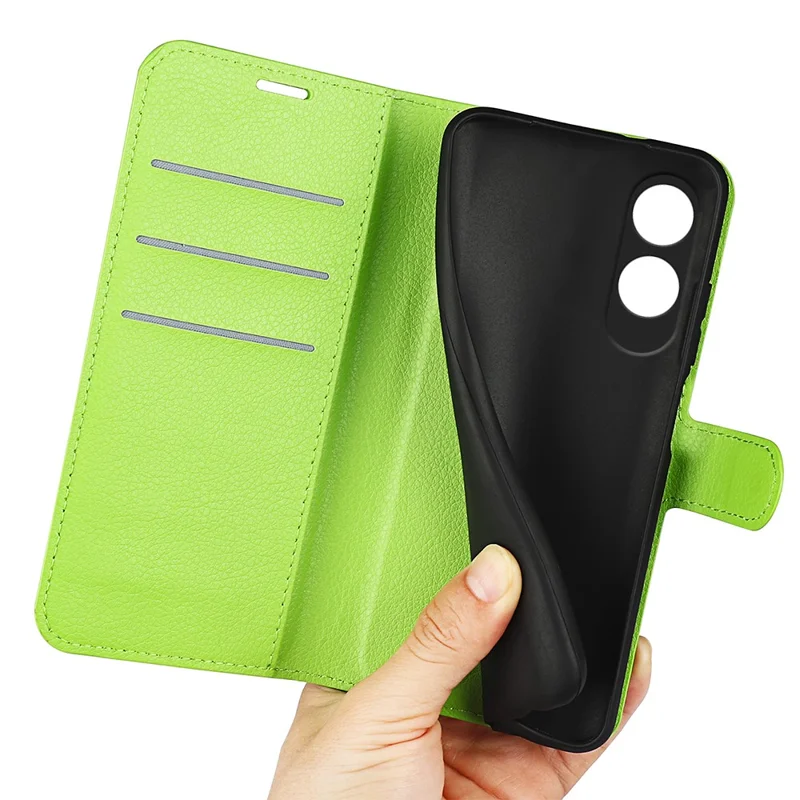 For Oppo A60 4G Case Anti-Drop Litchi Texture Leather Wallet Phone Cover - Green