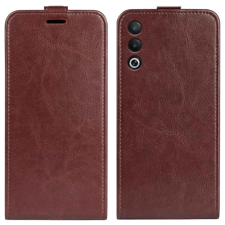 Para Oppo A3 Pro (Global) 5G / A3 Pro (India) 5G / K12x 5G (India) / A80 5G Funda de Cuero Vertical Flip Ranura para Tarjeta Funda de Teléfono - Marrón