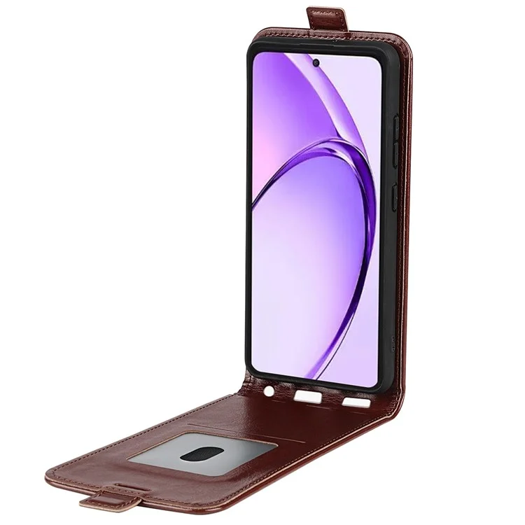 Para Oppo A3 Pro (Global) 5G / A3 Pro (India) 5G / K12x 5G (India) / A80 5G Funda de Cuero Vertical Flip Ranura para Tarjeta Funda de Teléfono - Marrón