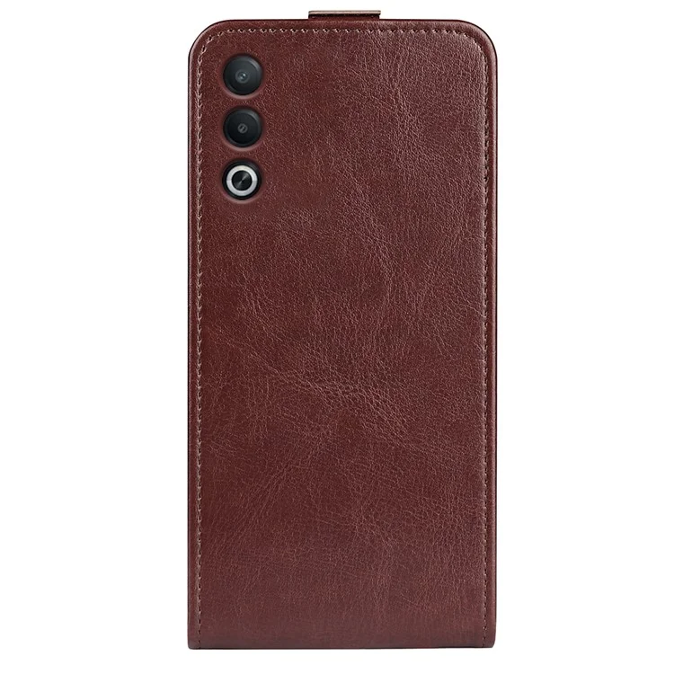 Para Oppo A3 Pro (Global) 5G / A3 Pro (India) 5G / K12x 5G (India) / A80 5G Funda de Cuero Vertical Flip Ranura para Tarjeta Funda de Teléfono - Marrón