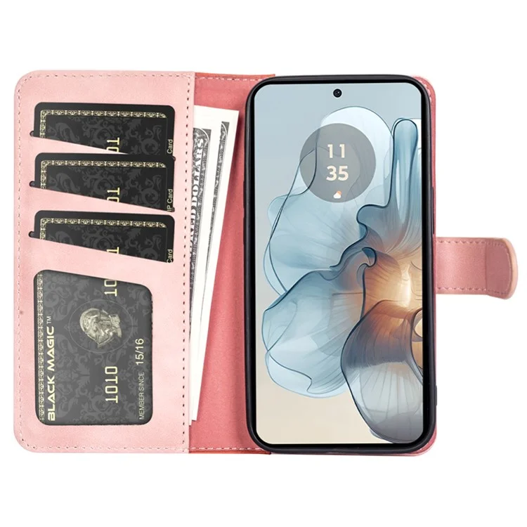 Para Motorola Moto G24 Power Wallet Case Leather Phone Cover Splicing Color - Pink