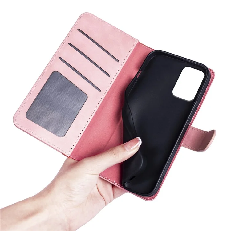 Para Motorola Moto G24 Power Wallet Case Leather Phone Cover Splicing Color - Pink