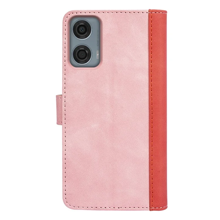 Para Motorola Moto G24 Power Wallet Case Leather Phone Cover Splicing Color - Pink