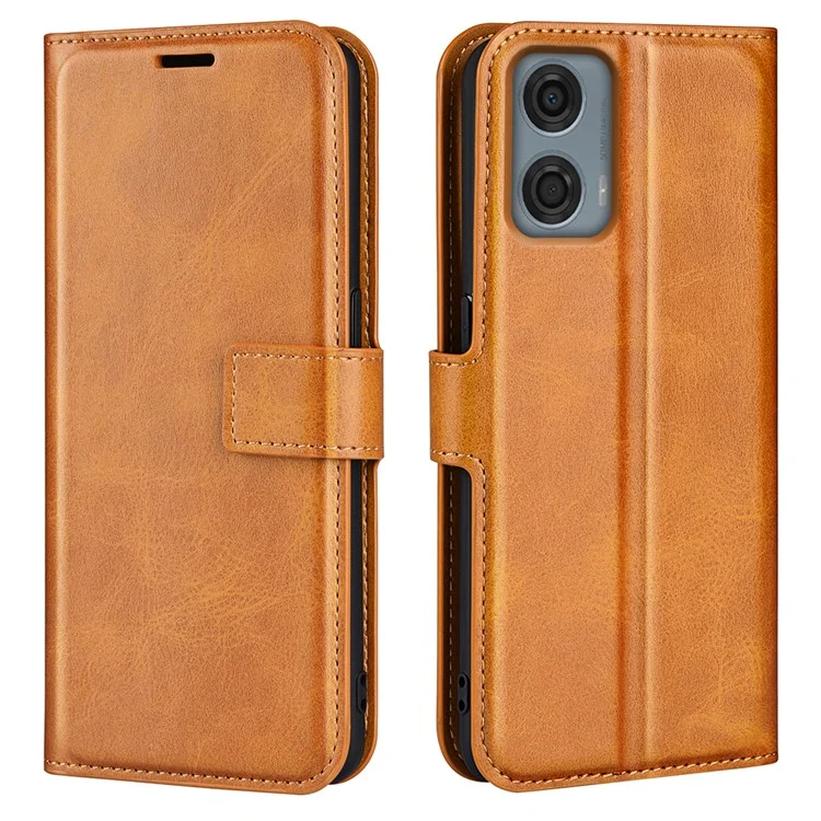 Pour Motorola Moto G24 Power Stand Case Scratch-Proof Calf Texture Leather Phone Cover - Jaune