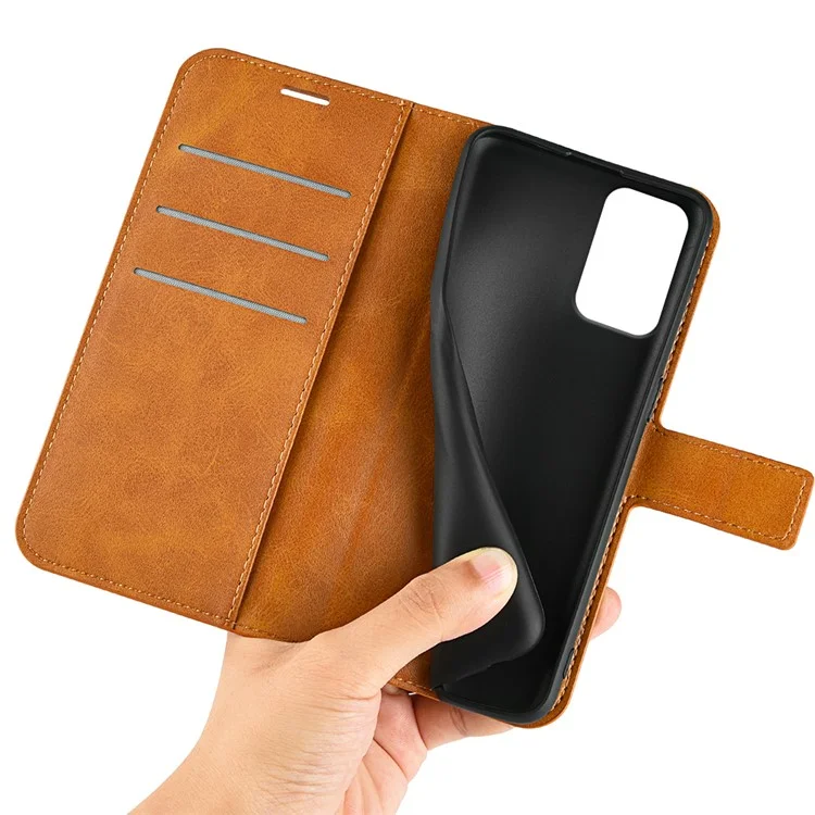Pour Motorola Moto G24 Power Stand Case Scratch-Proof Calf Texture Leather Phone Cover - Jaune