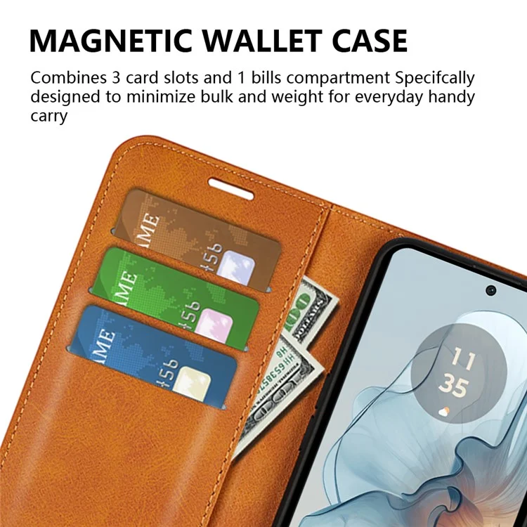 Pour Motorola Moto G24 Power Stand Case Scratch-Proof Calf Texture Leather Phone Cover - Jaune