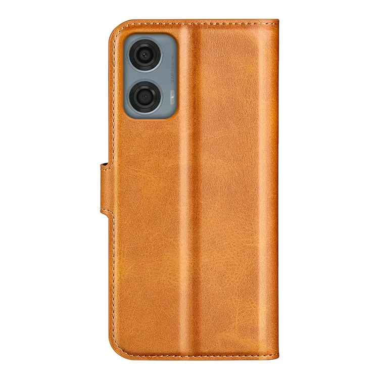 Pour Motorola Moto G24 Power Stand Case Scratch-Proof Calf Texture Leather Phone Cover - Jaune