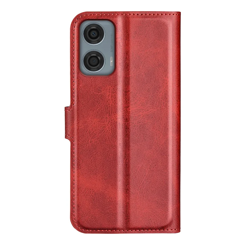 For Motorola Moto G24 Power Stand Case Scratch-Proof Calf Texture Leather Phone Cover - Red