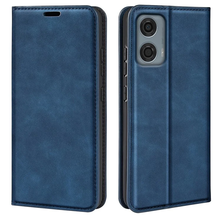 For Motorola Moto G24 Power Protective Case Skin-Touch Leather Wallet Phone Cover - Blue