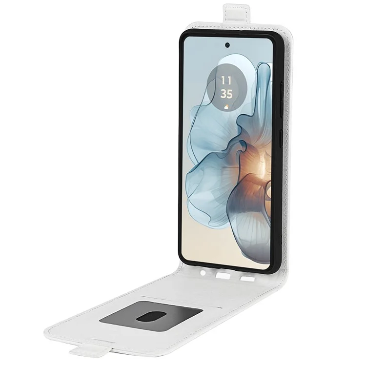 For Motorola Moto G24 Power Phone Case Vertical Flip Card Slots Leather Cover - White