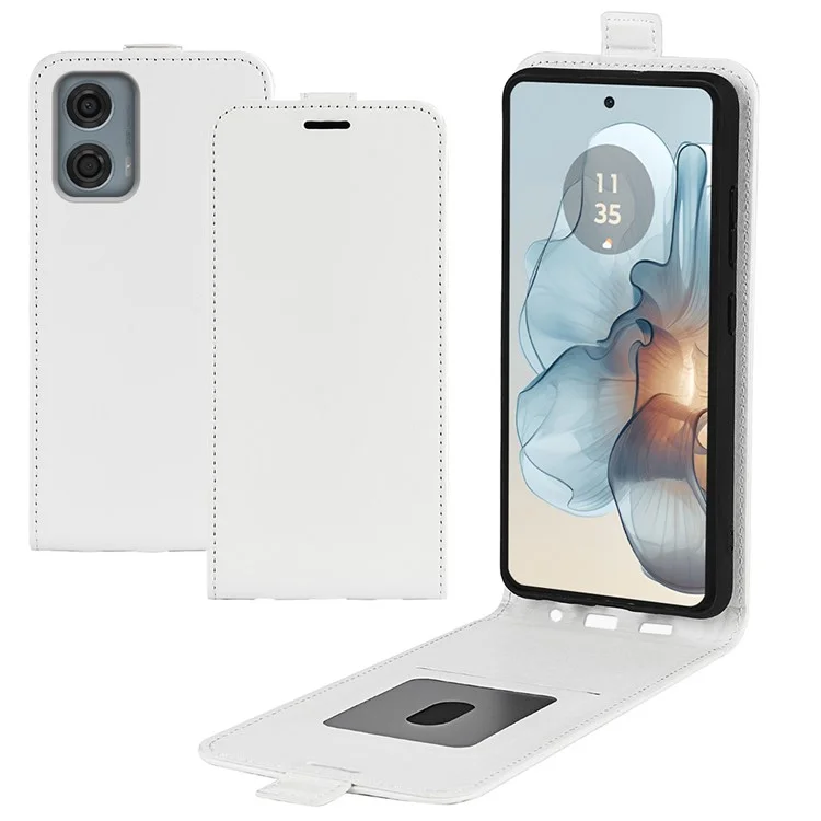 For Motorola Moto G24 Power Phone Case Vertical Flip Card Slots Leather Cover - White