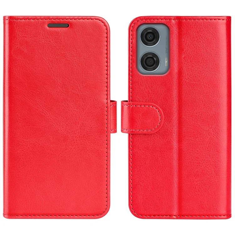 Für Motorola Moto G24 Power Wallet Phone Case Crazy Horse Texture Stand Lederhülle - Rot