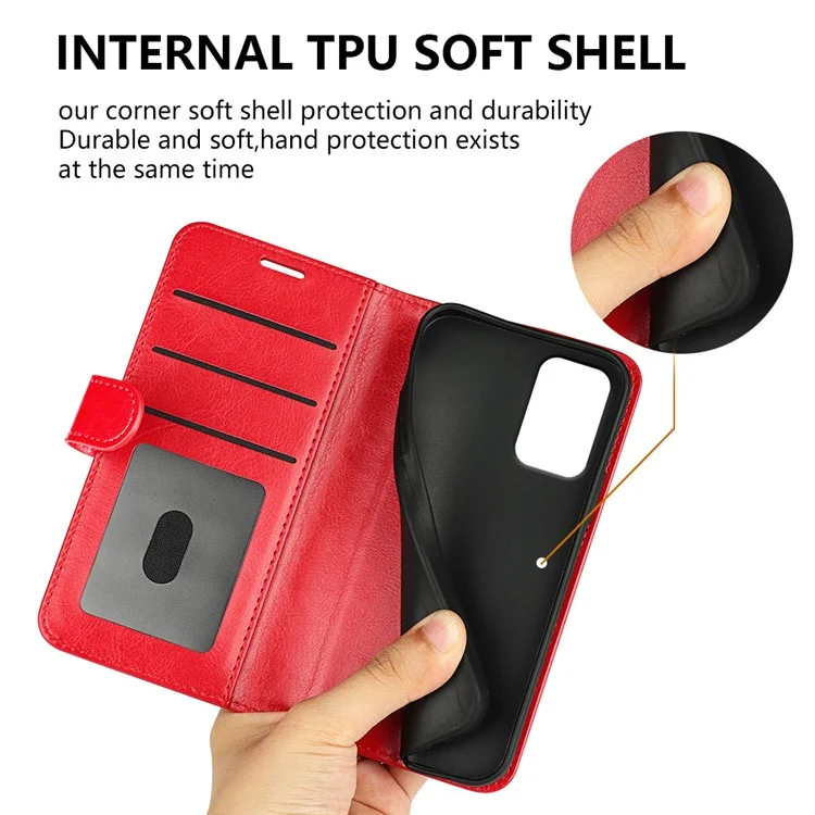 Für Motorola Moto G24 Power Wallet Phone Case Crazy Horse Texture Stand Lederhülle - Rot