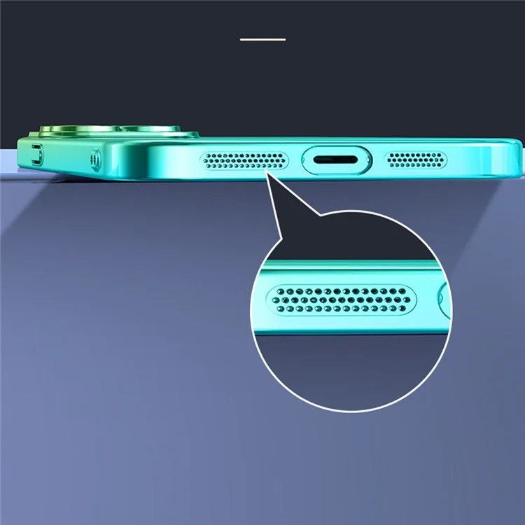 For iPhone 14 Pro Gradient Color Hard PC Case Dust-proof Electroplating Back Cover - Gradient Cyan Green