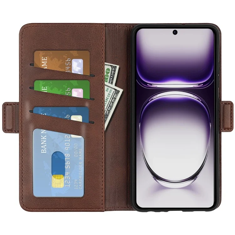Per Oppo Reno12 Pro 5G (Global) Custodia in piedi Texture vitello Custodia portafoglio per telefono - Marrone