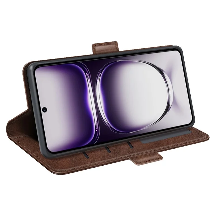 Per Oppo Reno12 Pro 5G (Global) Custodia in piedi Texture vitello Custodia portafoglio per telefono - Marrone