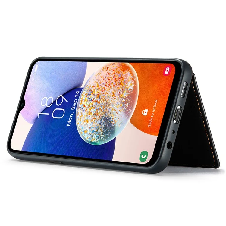 JEEHOOD J01 para Samsung Galaxy A14 4G / 5G Funda de Cuero + TPU con Soporte Plegable Cubierta de Teléfono 2 en 1 Desmontable - Negro