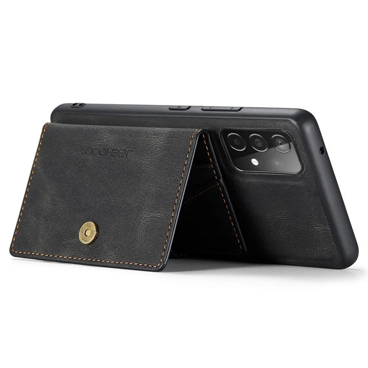 JEEHOOD J01 Pour Samsung Galaxy A52 4G / 5G / A52s 5G Étui en cuir + Étui de téléphone amovible TPU avec porte-cartes - Noir