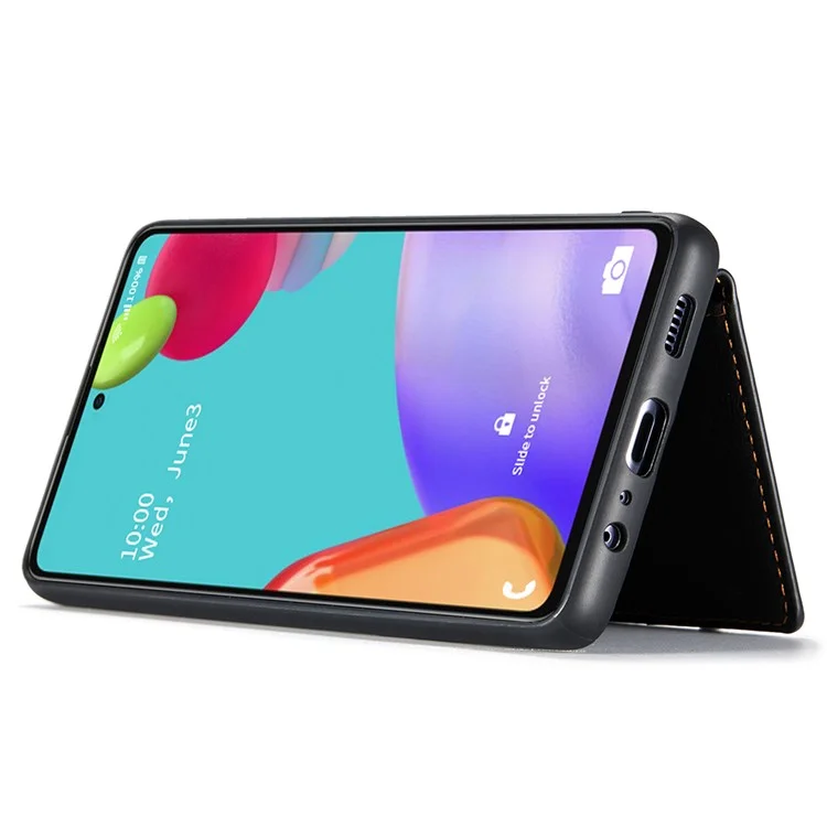 JEEHOOD J01 Pour Samsung Galaxy A52 4G / 5G / A52s 5G Étui en cuir + Étui de téléphone amovible TPU avec porte-cartes - Noir