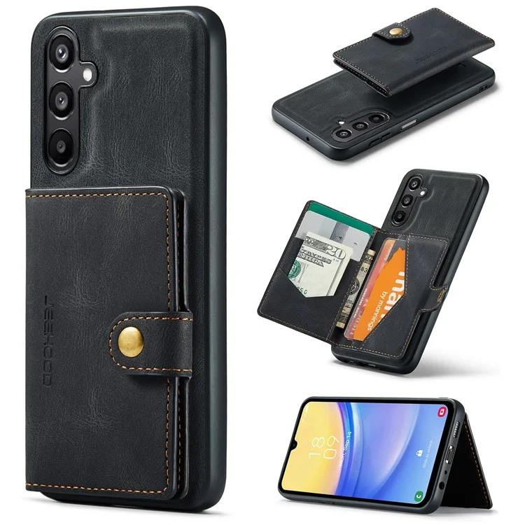 JEEHOOD J01 For Samsung Galaxy A54 5G Case with Card Holder Leather Back Cover Compatible with MagSafe - Black