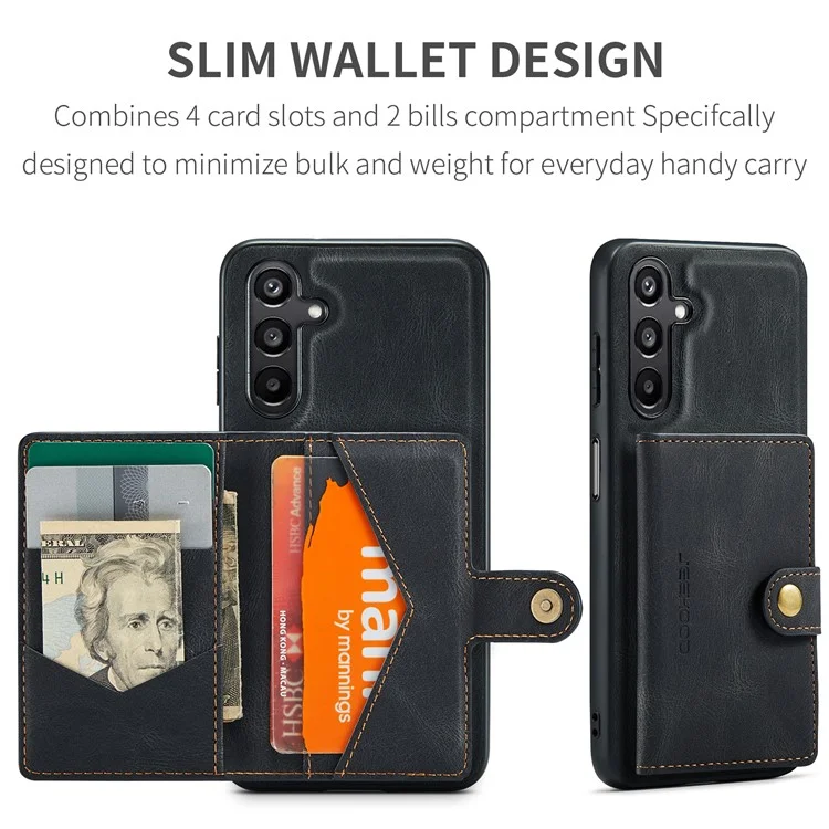 JEEHOOD J01 For Samsung Galaxy A54 5G Case with Card Holder Leather Back Cover Compatible with MagSafe - Black