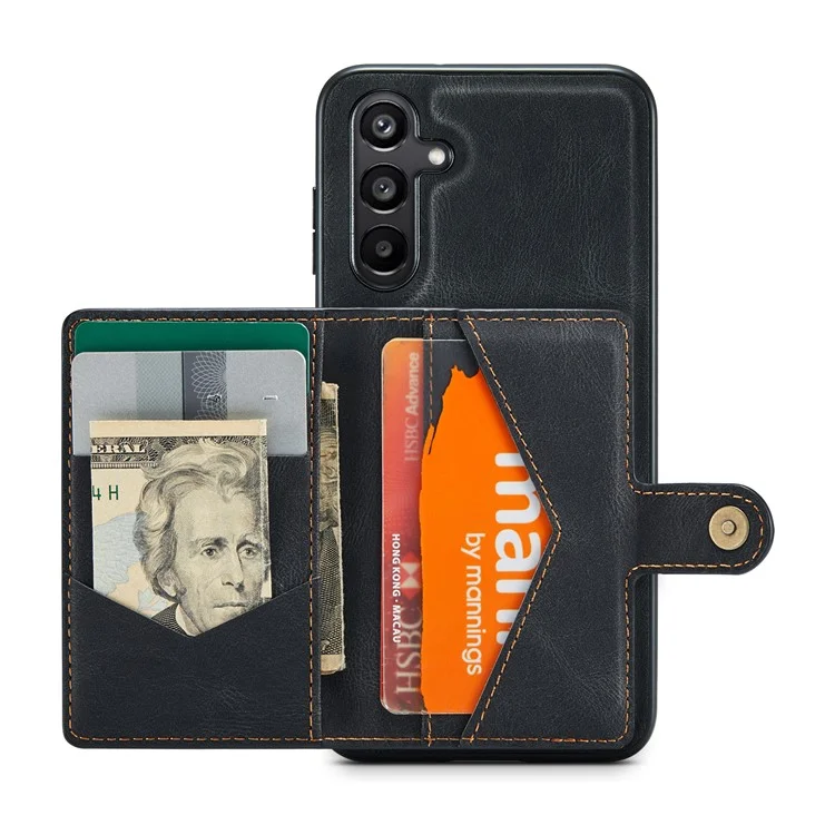 JEEHOOD J01 For Samsung Galaxy A54 5G Case with Card Holder Leather Back Cover Compatible with MagSafe - Black