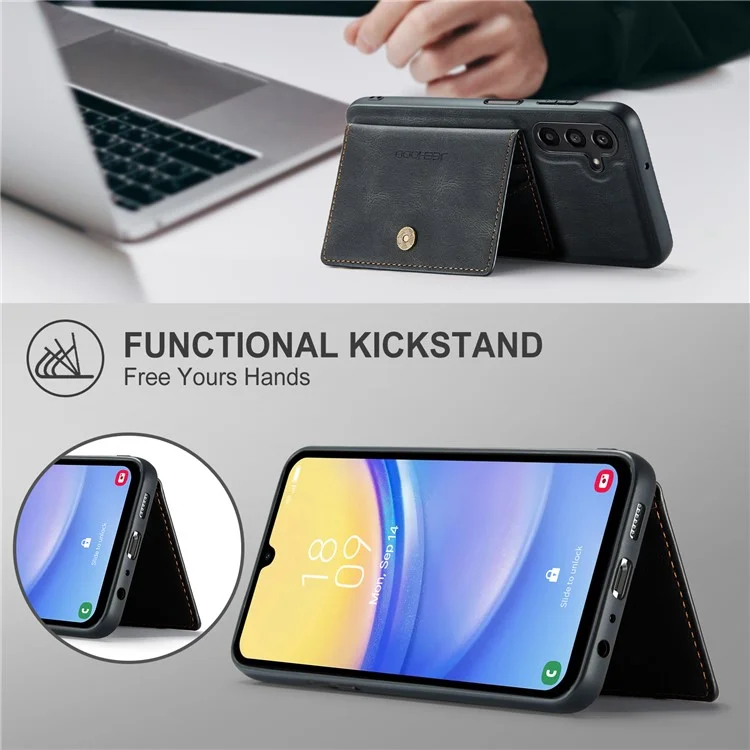 JEEHOOD J01 For Samsung Galaxy A54 5G Case with Card Holder Leather Back Cover Compatible with MagSafe - Black