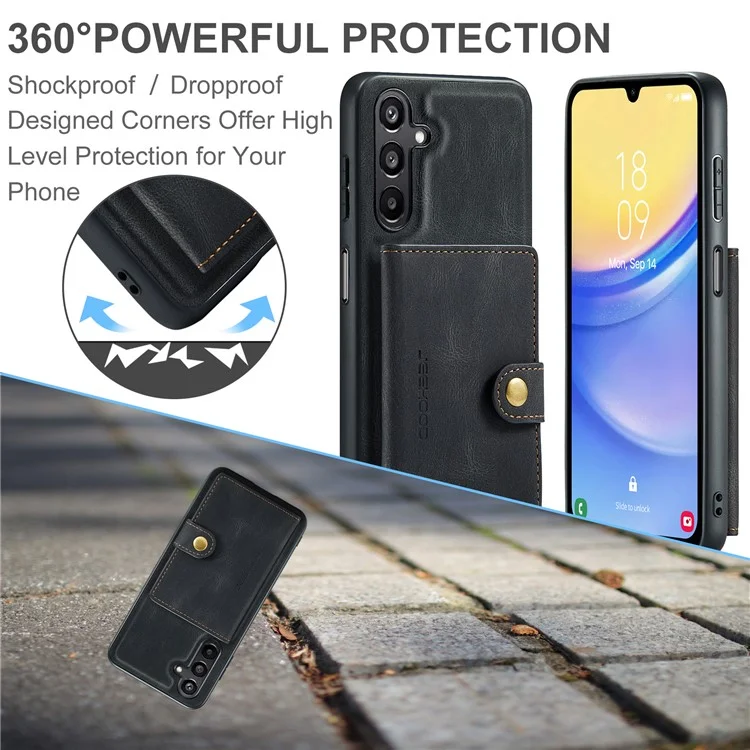 JEEHOOD J01 For Samsung Galaxy A54 5G Case with Card Holder Leather Back Cover Compatible with MagSafe - Black