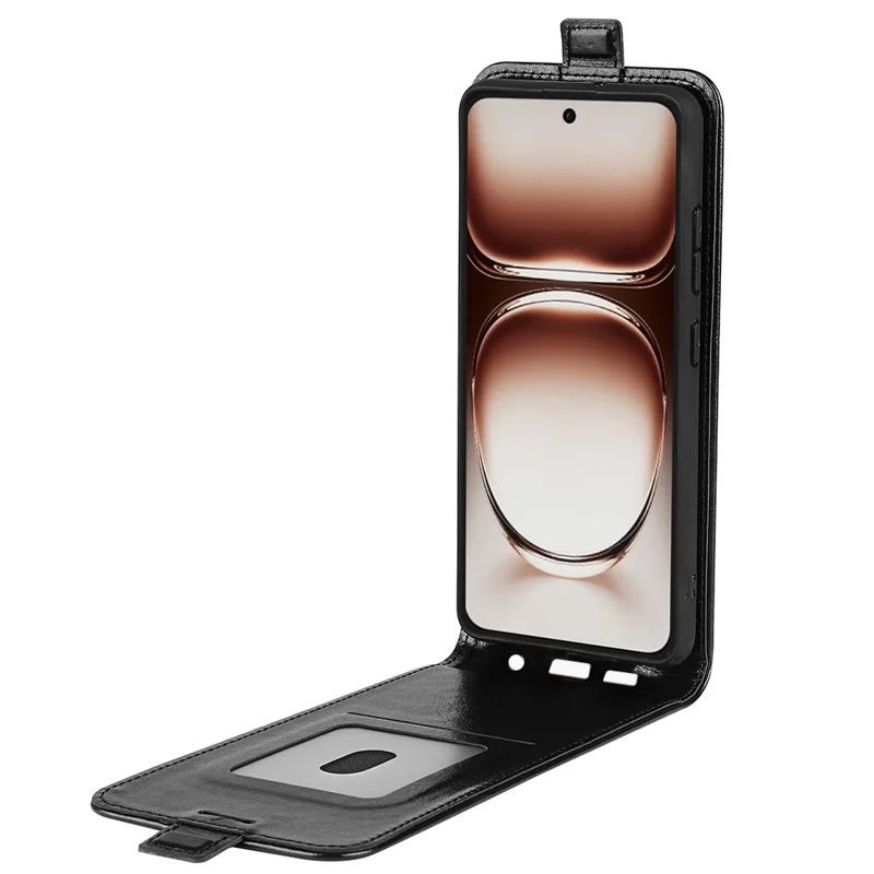 For Oppo Reno12 5G (Global) Leather Case Vertical Flip Card Slots Phone Cover - Black