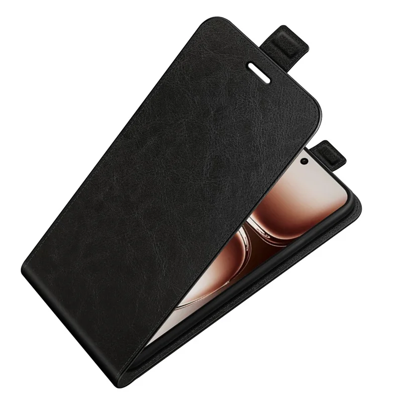 For Oppo Reno12 5G (Global) Leather Case Vertical Flip Card Slots Phone Cover - Black