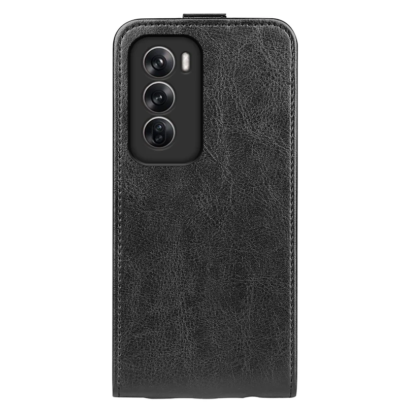 For Oppo Reno12 5G (Global) Leather Case Vertical Flip Card Slots Phone Cover - Black
