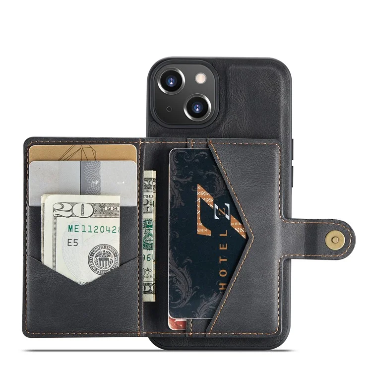 JEEHOOD J01 Чехол для iPhone 14 из кожи + TPU, магнитный 2-в-1 съемный - Черный