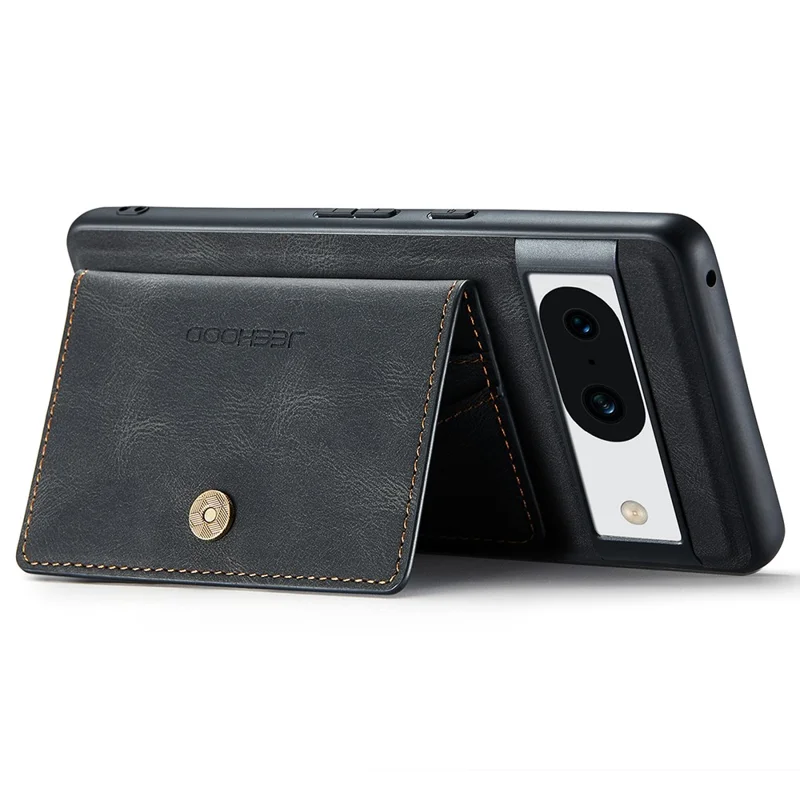 JEEHOOD J01 For Google Pixel 8a Case Leather + TPU Retro Phone Cover Detachable Magnetic Back Card Pocket - Black