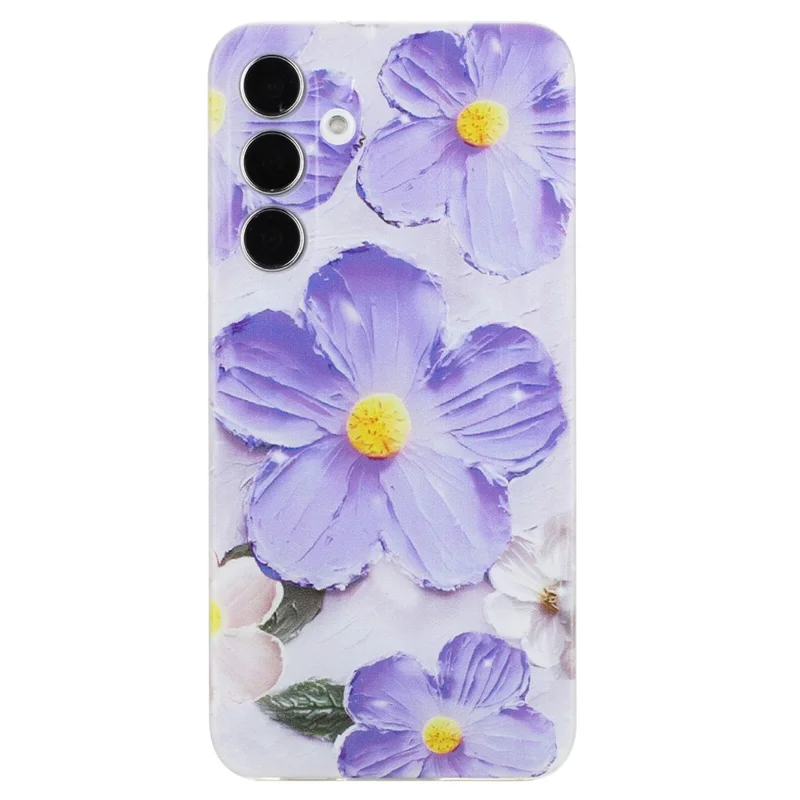 Для чехла Samsung Galaxy S24 FE Pattern Printing TPU Phone Cover Clear Edge - Purple Flower