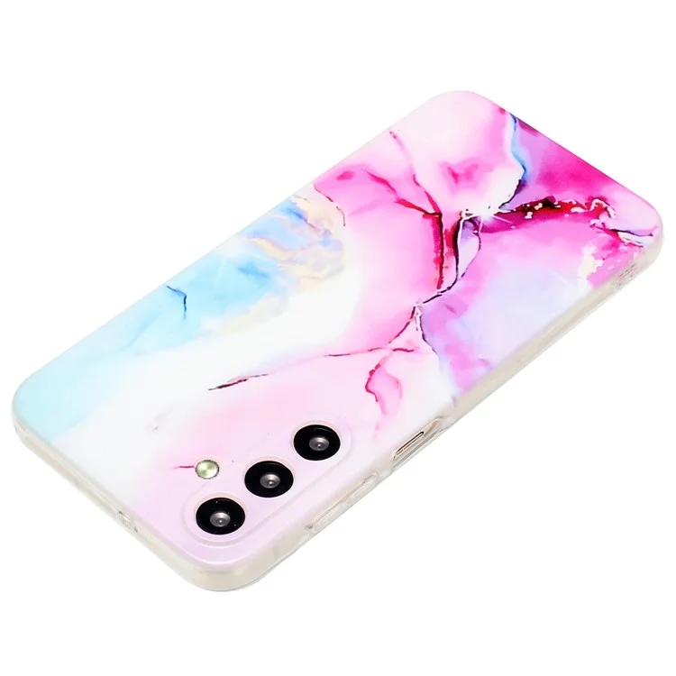 Para Samsung Galaxy S24 FE Case Flexible TPU Marble Pattern Phone Cover - Pink / Blue