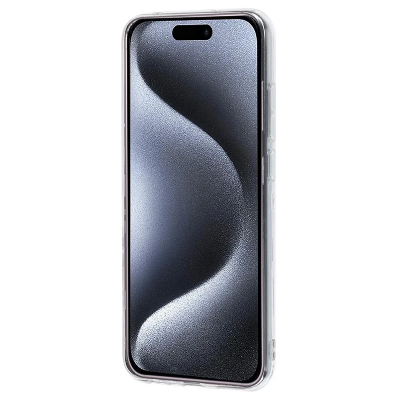 For iPhone 16 Plus Case Marble Pattern Anti-scratch TPU Soft Phone Cover - Grey